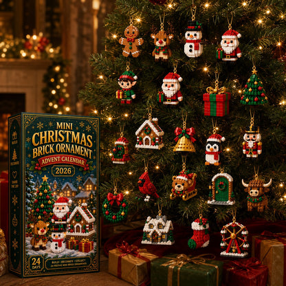 🎄 24-Day Mini Christmas Ornament Advent Calendar | 24 unique festive buildable designs with hanging loops—perfect for decorating Christmas trees, wreaths, and holiday displays 🧱