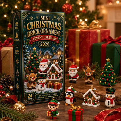 🎄 24-Day Mini Christmas Ornament Advent Calendar | 24 unique festive buildable designs with hanging loops—perfect for decorating Christmas trees, wreaths, and holiday displays 🧱